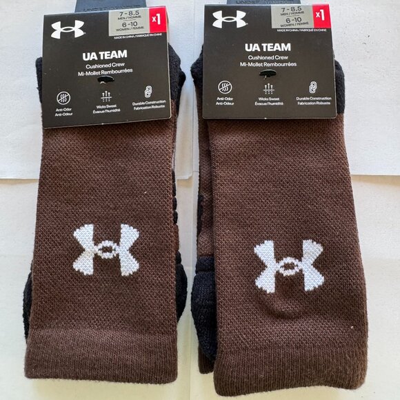 TWO (2) OF UNDER ARMOUR Unisex UA Team Cushioned Crew Socks NEW with TAGS - Picture 1 of 5
